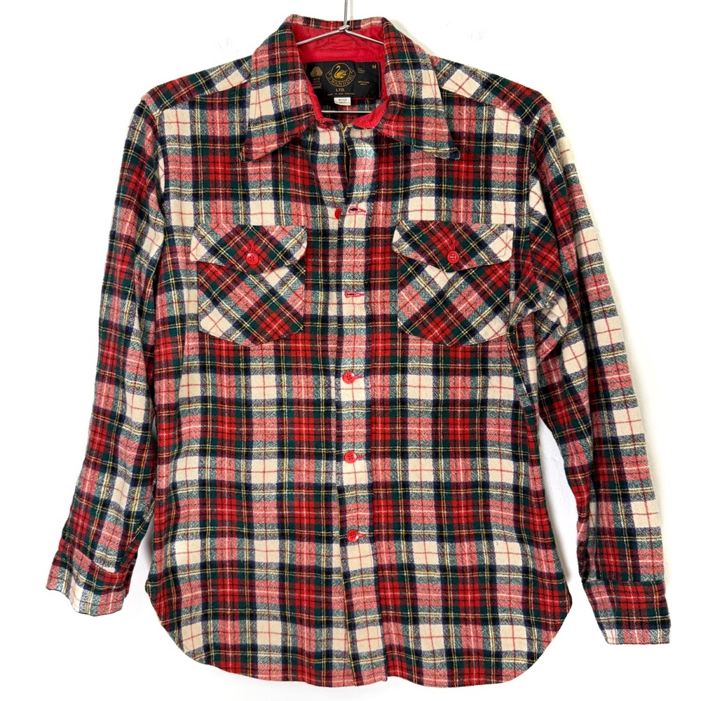 Vintage Swandri Ltd. Men's Medium Wool‎ Plaid Button Up Made in New Zealand
